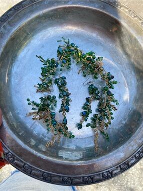 Handcrafted Green Crystal Vine Necklace and Earrings Set
